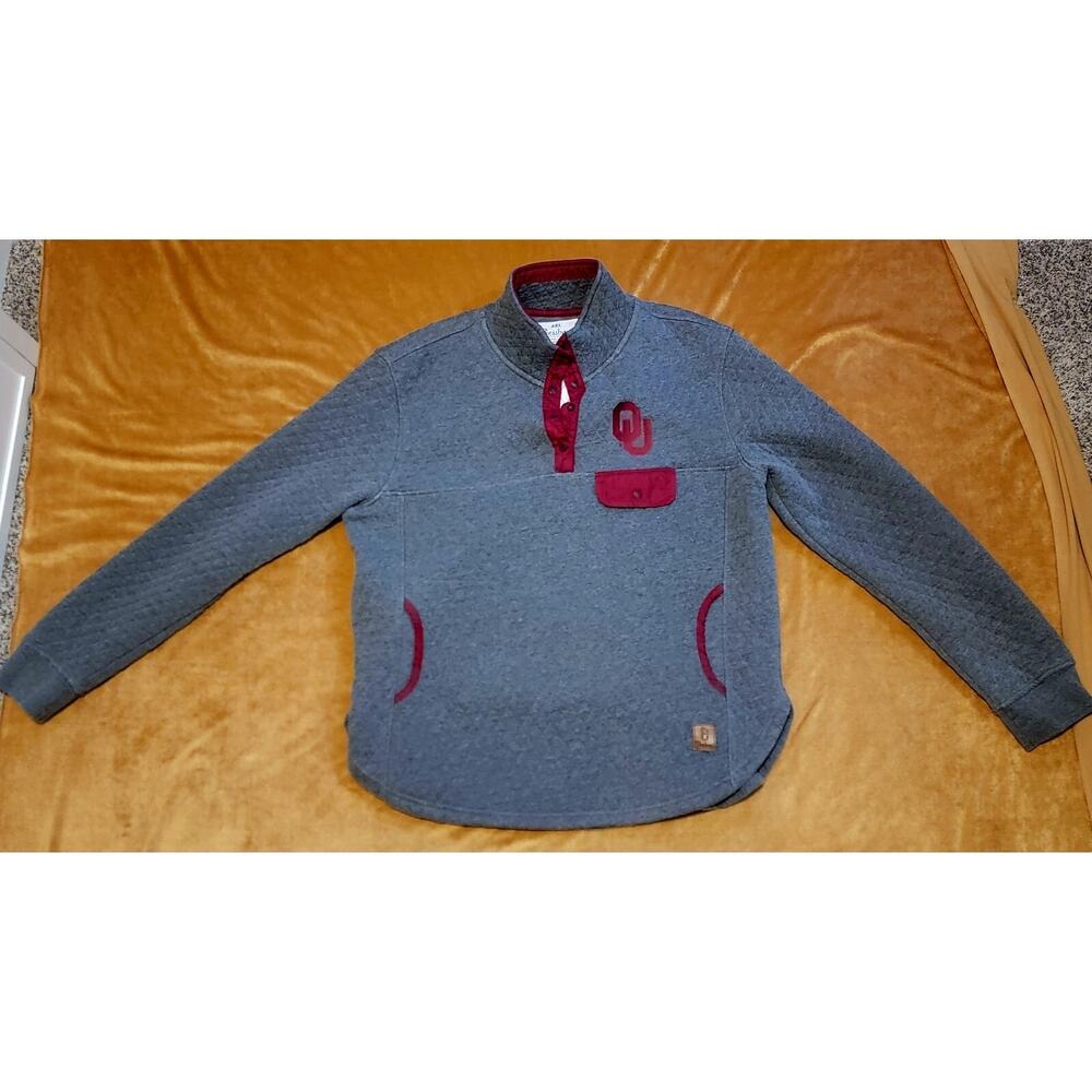 Men's XXL Pressbox Heathered Gray/Crimson Oklahoma Sooners Magnum Quilted